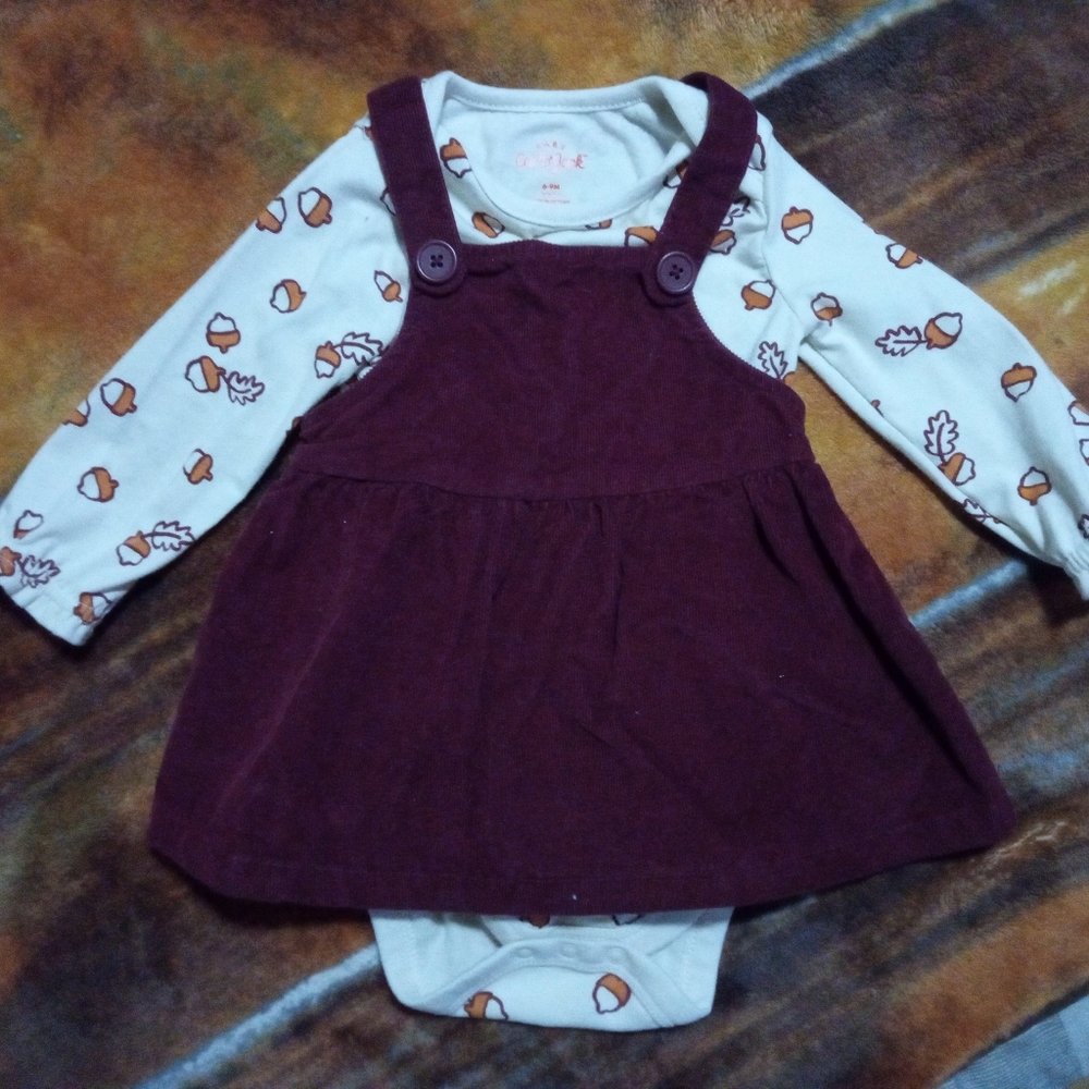 3/6 fall onesie with corduroy dress